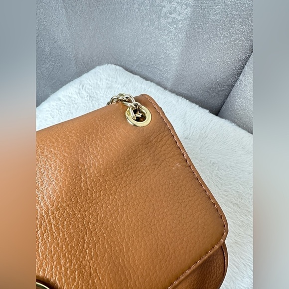 Michael Kors Fulton Pebble Leather Shoulder Flap Bag Brown One Size - Picture 14 of 15